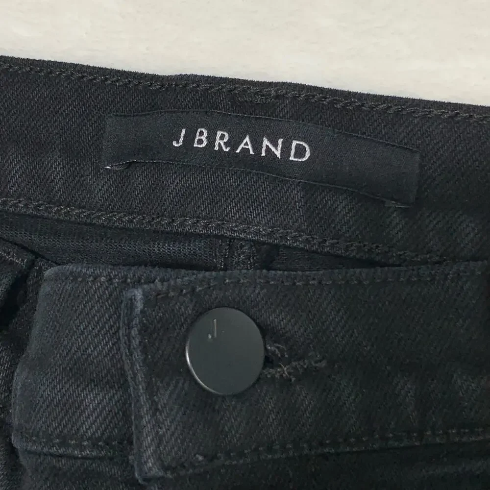 J BRAND Black Jeans Womens sz 28 Ruby Frayed Hem Fringe Western Festival Stretch
